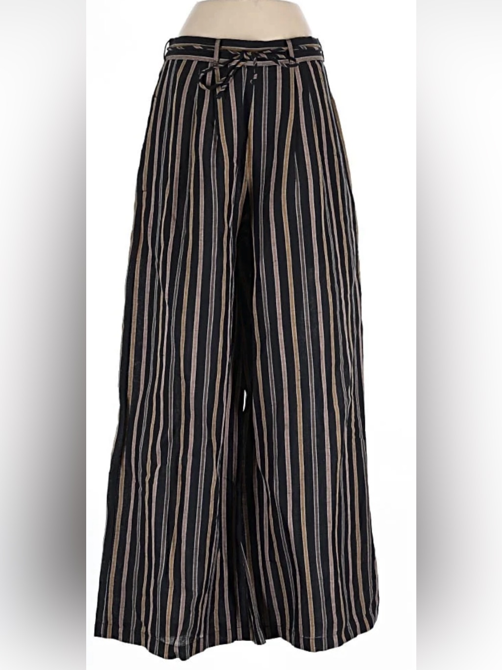 Anthropologie Ollari Striped Linen Blend Wide Leg Trousers Nwot Size Small